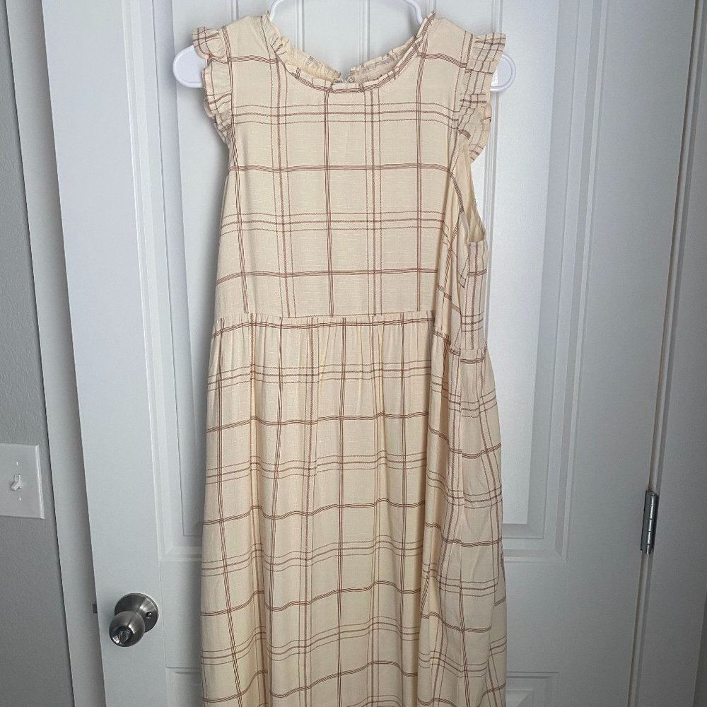 Midi Cream and Burgundy Dress